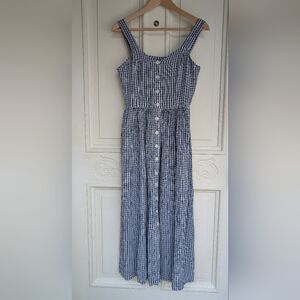 Kār-a-vān Blue plaid dress in a textured rayon, size M